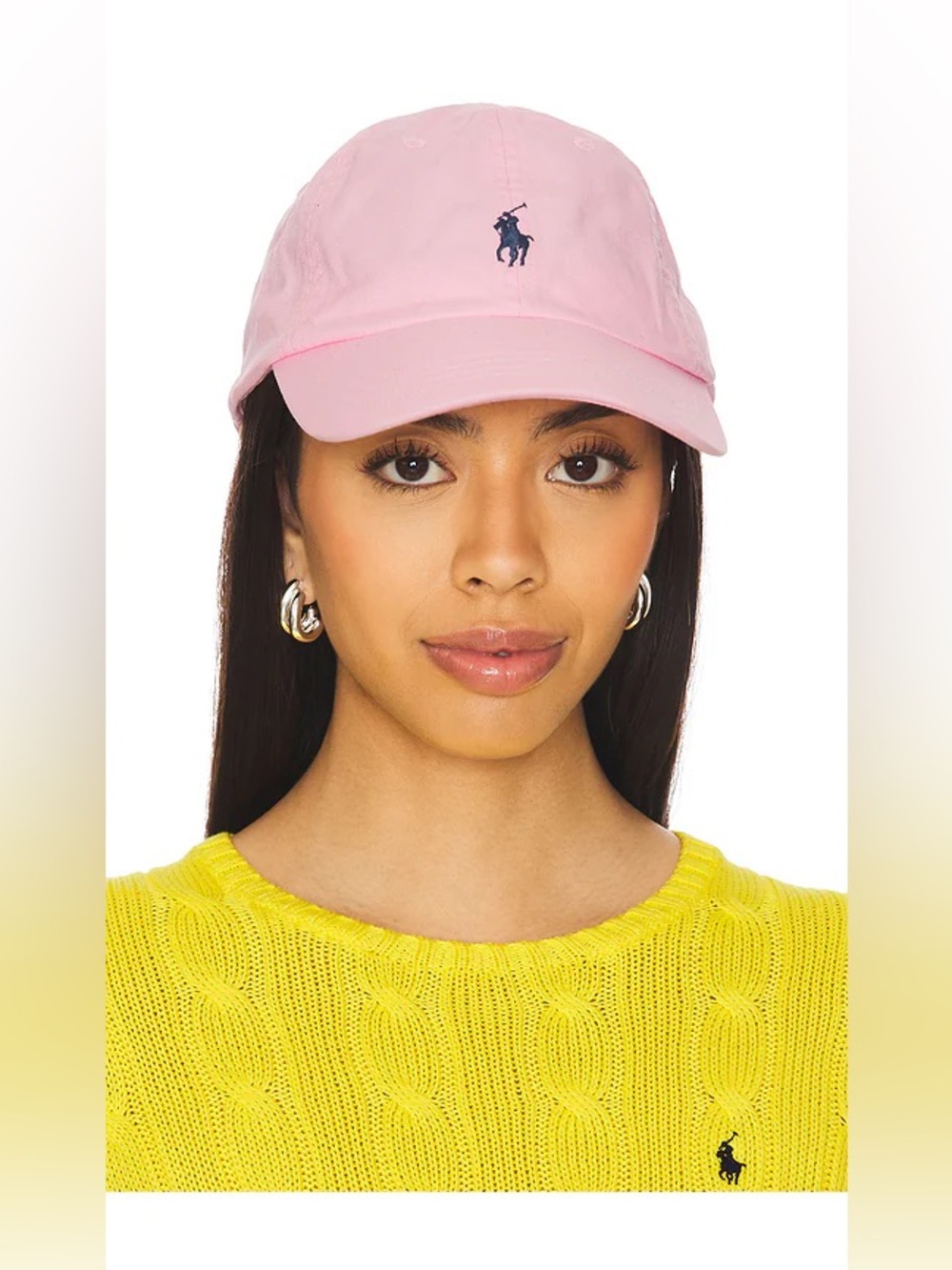 Polo Ralph Lauren Pink Cotton Chino Cap Navy Pony Logo Leather Strap